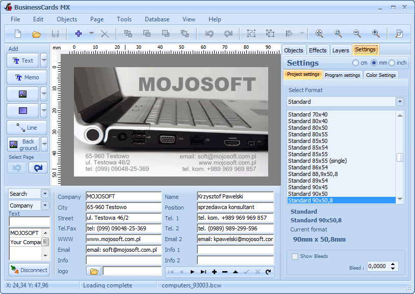 Mojosoft Software BusinessCards MX v4.88 Multilanguage Win2kXPVISTA7 Regged-BLiZZARD
